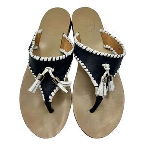 Jack Rogers Blue and White Sandals with Tassel Accents
